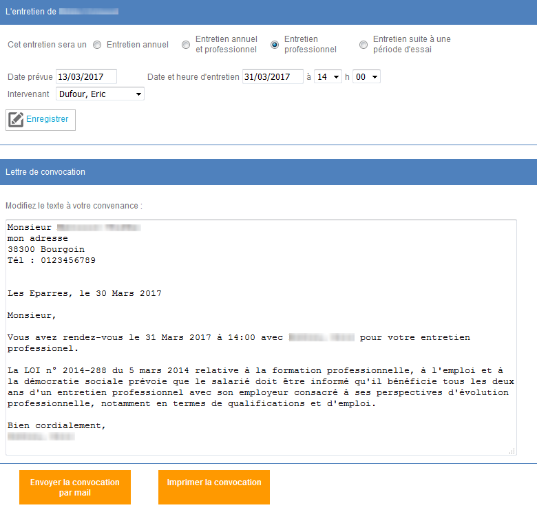 convocation entretien